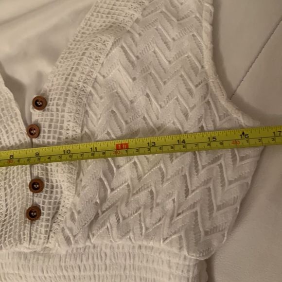 J Gee White Peasant Tiered Lace Bodice Flowy Romantic Boho Dress Size PL - Picture 4 of 12